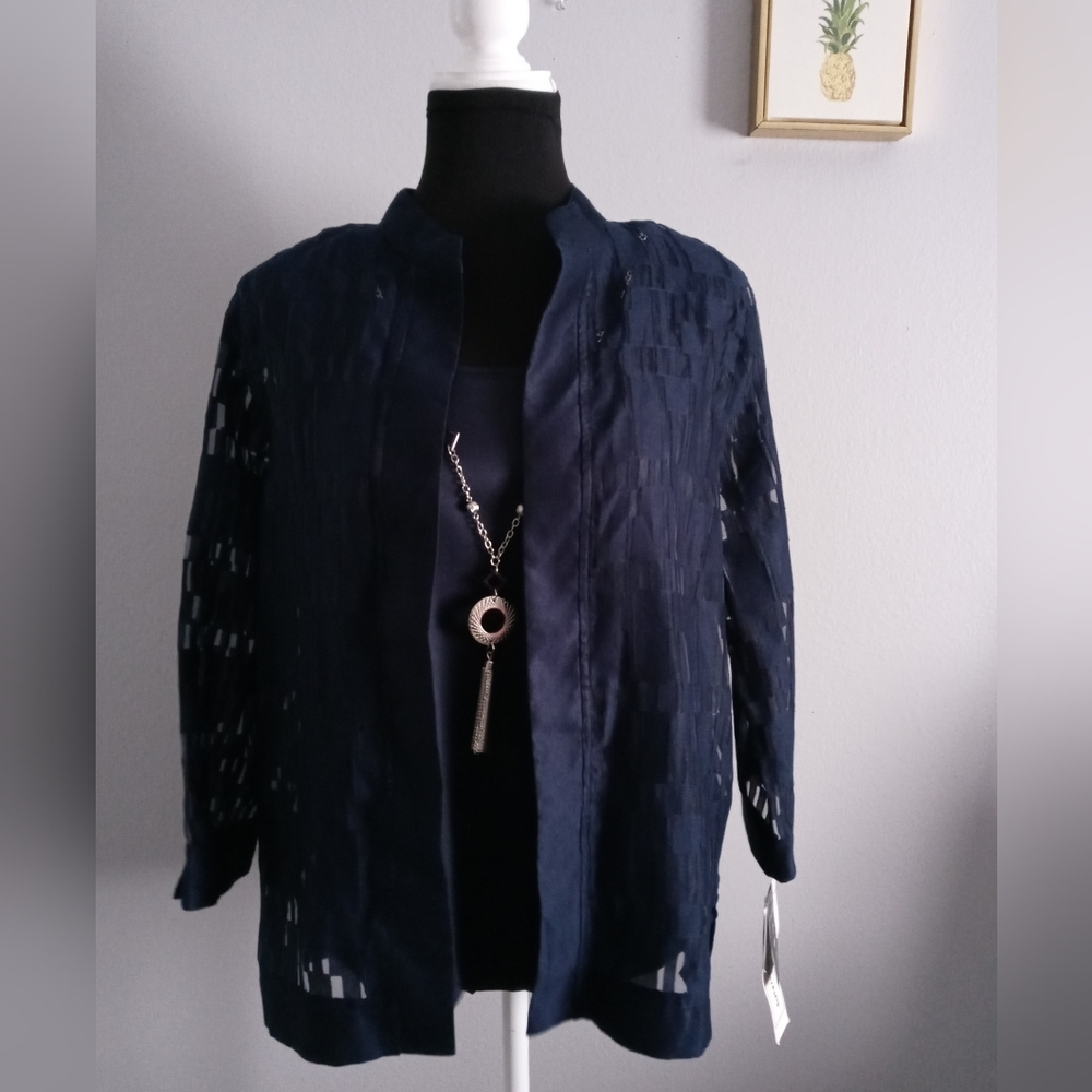 Alfred Dunner two for one 3/4 sleeve Round neck with tags size  small  Navy Blue